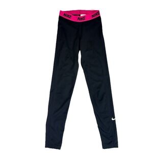 NIKE Women's Dri-FIT Leggings Size  Small Black Pink Running Gym Stretch